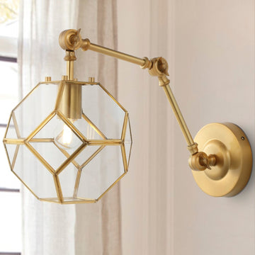 Honeycomb 7.5"  Modern Contemporary Arm-Adjustable Iron/Glass LED Sconce - JONATHAN Y